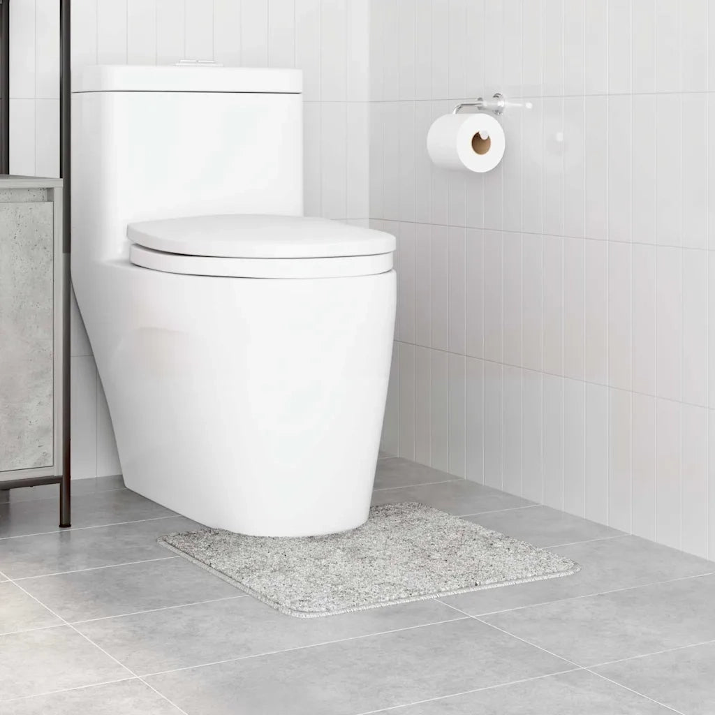 Tappeto Antiscivolo per Bagno con Taglio per Toilette Grigio 4019815