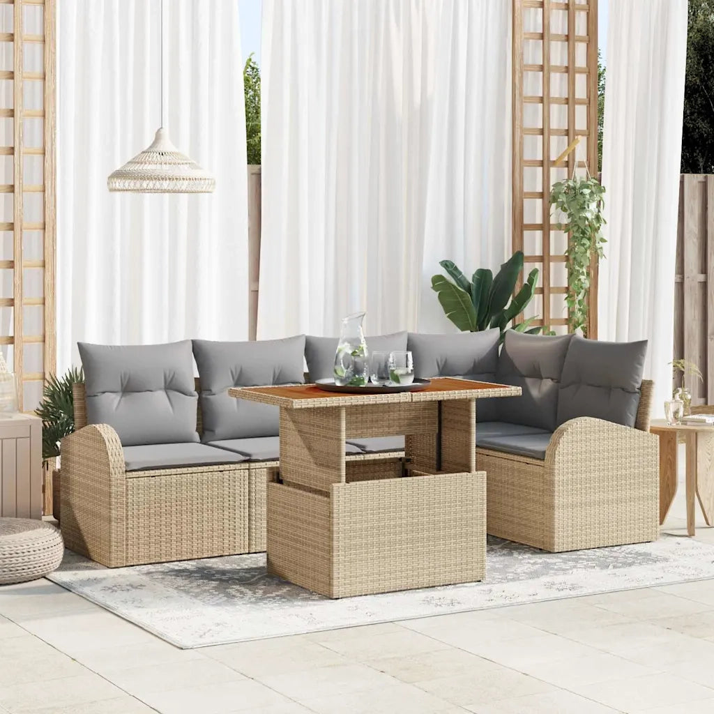 Set Divano da Giardino con cuscino 6 pcs beige e grigio chiaro