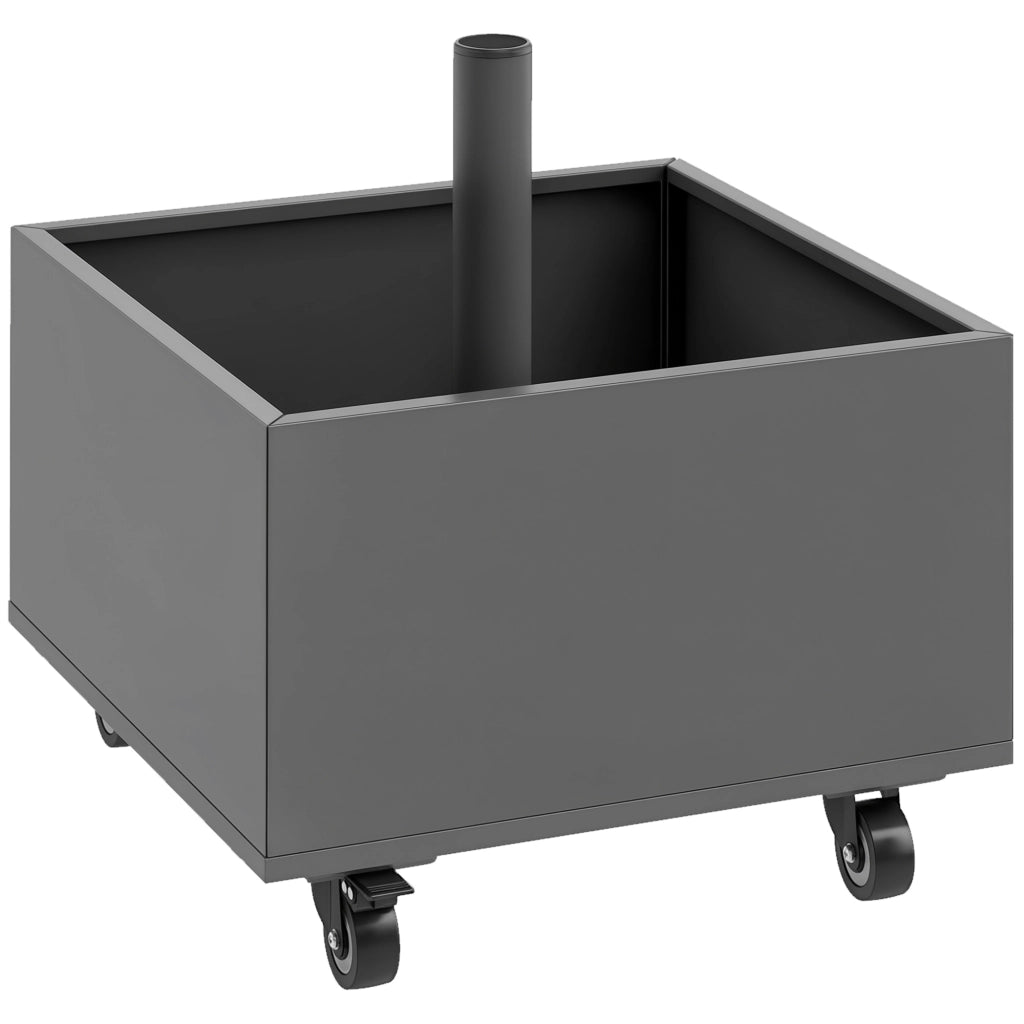 Supporto Parasol 2 in 1 con Ruote e Fioriera ¨C Zephmum ¨C Grigio Scuro 50x50x46 cm