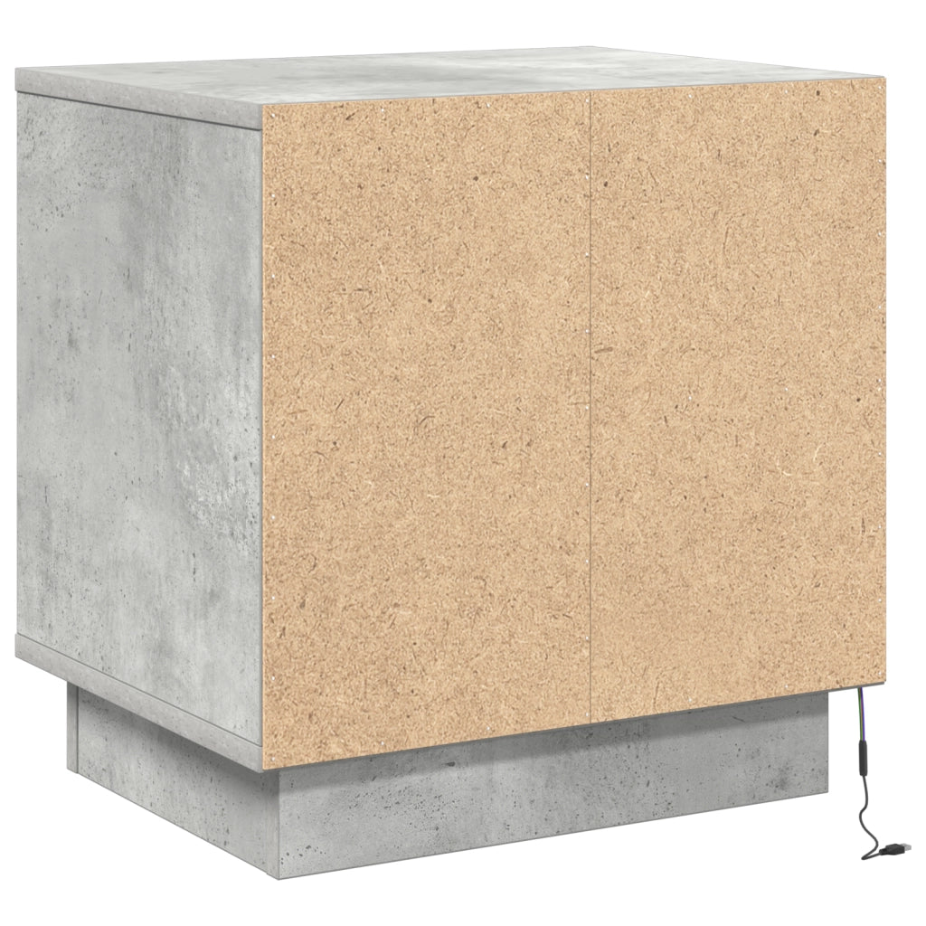 Comodino con luci LED Grigio Cemento 44x34,5x45 cm