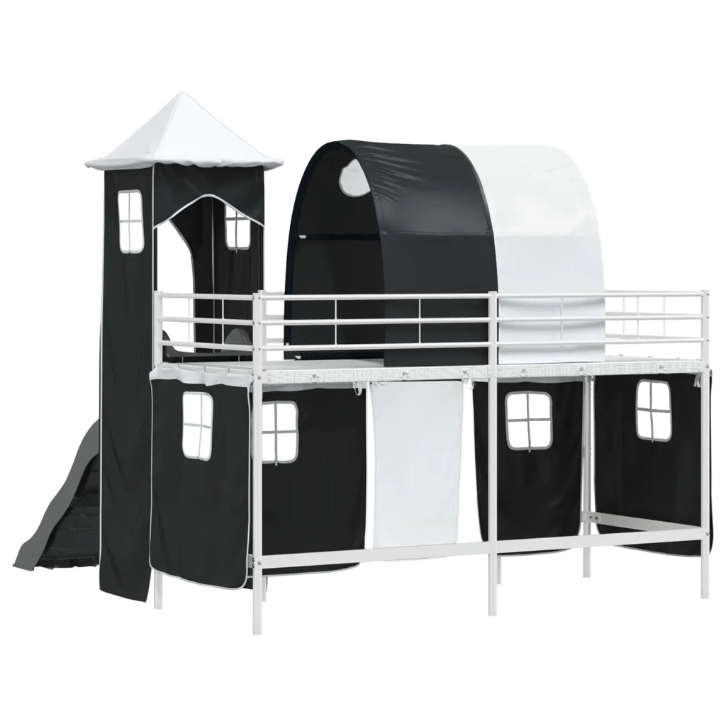 Struttura del letto loft per bambini-Giroletto per bambini Bianco e Nero 90 x 190 cm 589877
