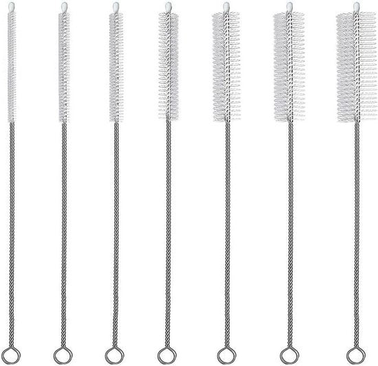Set di spazzole per pulizia in rami di 7 pezzi - Pulizia di bocchette di reazione e bottiglie - Lunghezza 30 cm - Spazzola per tubi in rami - Spazzola per rami di rame - Pulitore di rami
