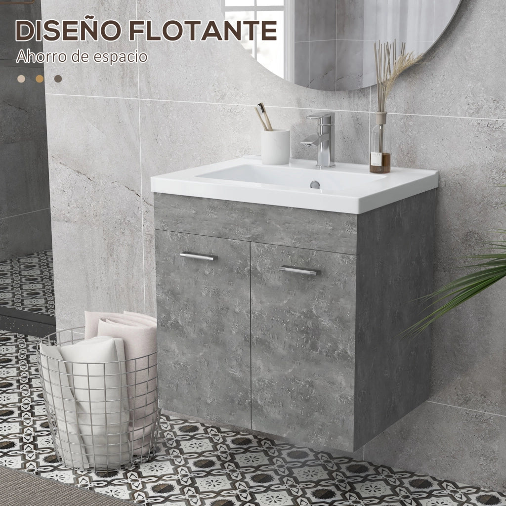 Mobile Bagno con Lavabo Armadio Sottolavabo Parete 2 Ante Grigio ¨C zephmum ¨C 60x45.5x60 cm