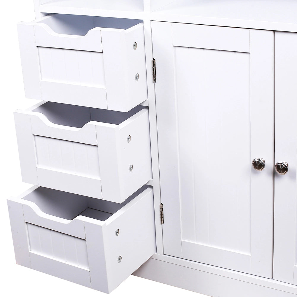 Mobile da Bagno Armadietto da Terra 3 Cassetti e 2 Ante Armadio 80.5x30x86.5cm
