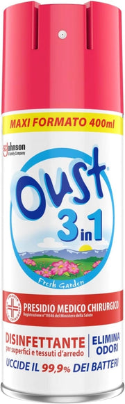 OUST 3 IN 1 SPRAY ELIMINA ODORI DISINFETTANTE DA 400 ML OPENAIR ROSA