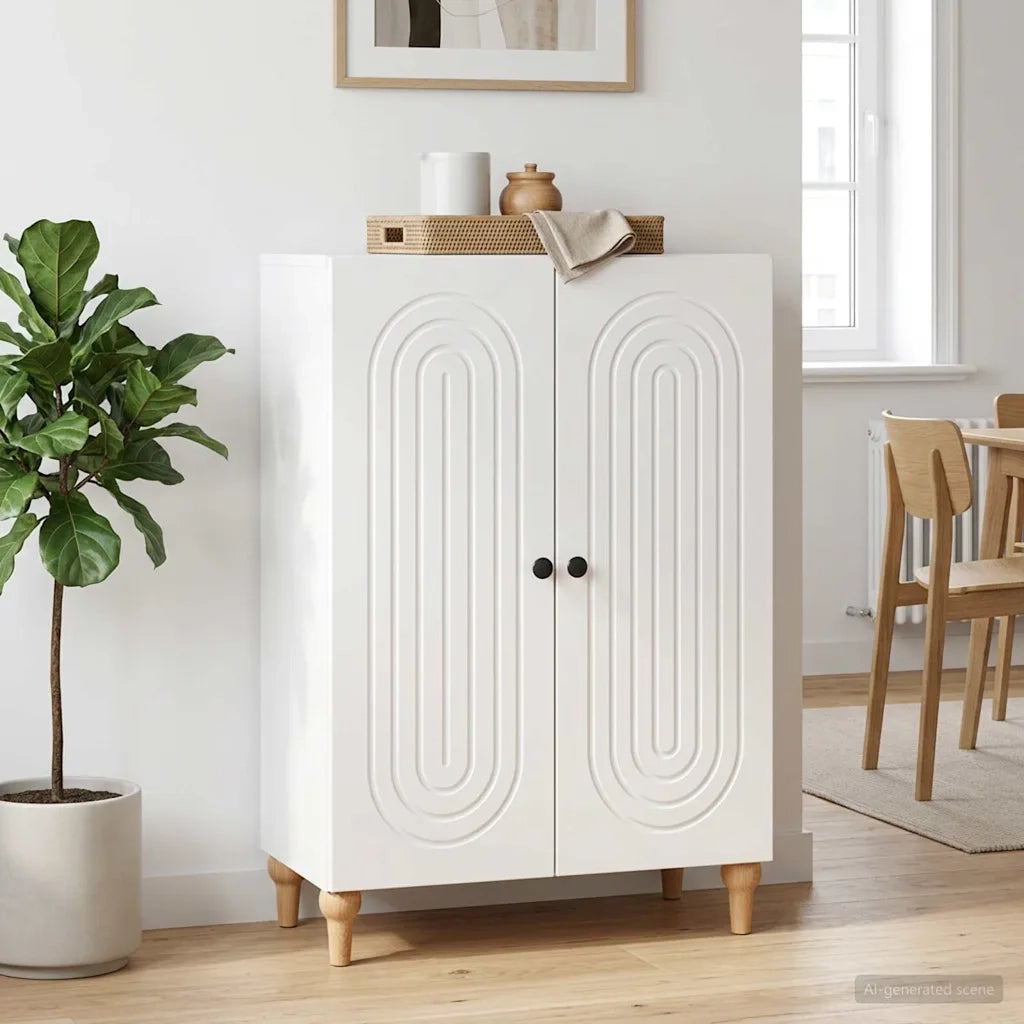 Credenza Bianco Lucido 66 x 34,5 x 90 cm Legno ingegnerizzato 894129