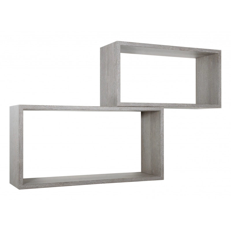 Set di 2 Mensole da Muro, Pensile Bagno, Mensola da Parete, Scaffale da Parete, Rovere Grigio Nuovo, 70x35 p20 cm e 60x30 p20 cm