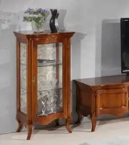 Vetrina "le dune" in legno massiccio di tiglio arte povera noce scuro