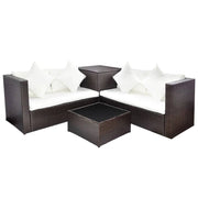 Set di mobili da giardino mobili da esterno 4 pezzi con cuscini resina intrecciata marrone 02_0016195