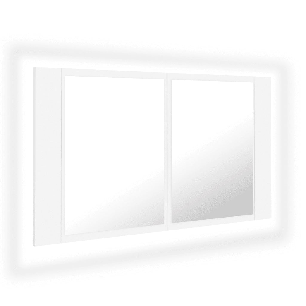 Armadietto a Specchio con Luci LED-Mobiletto a specchio Bianco 80x12x45 in Acrilico