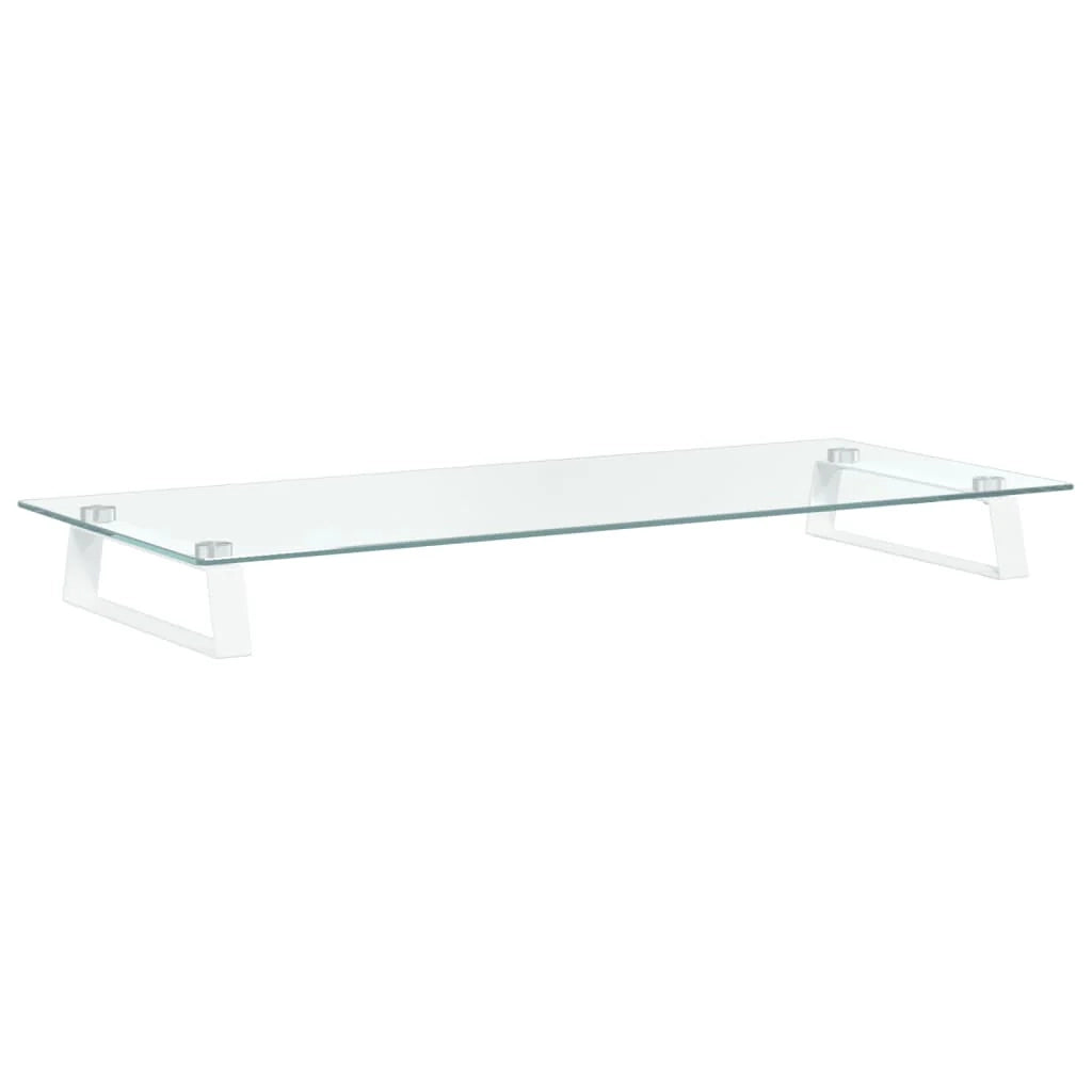 Supporto per monitor mobile da scrivania 80 x 35 x 8 cm vetro temperato e metallo bianco 02_0044903