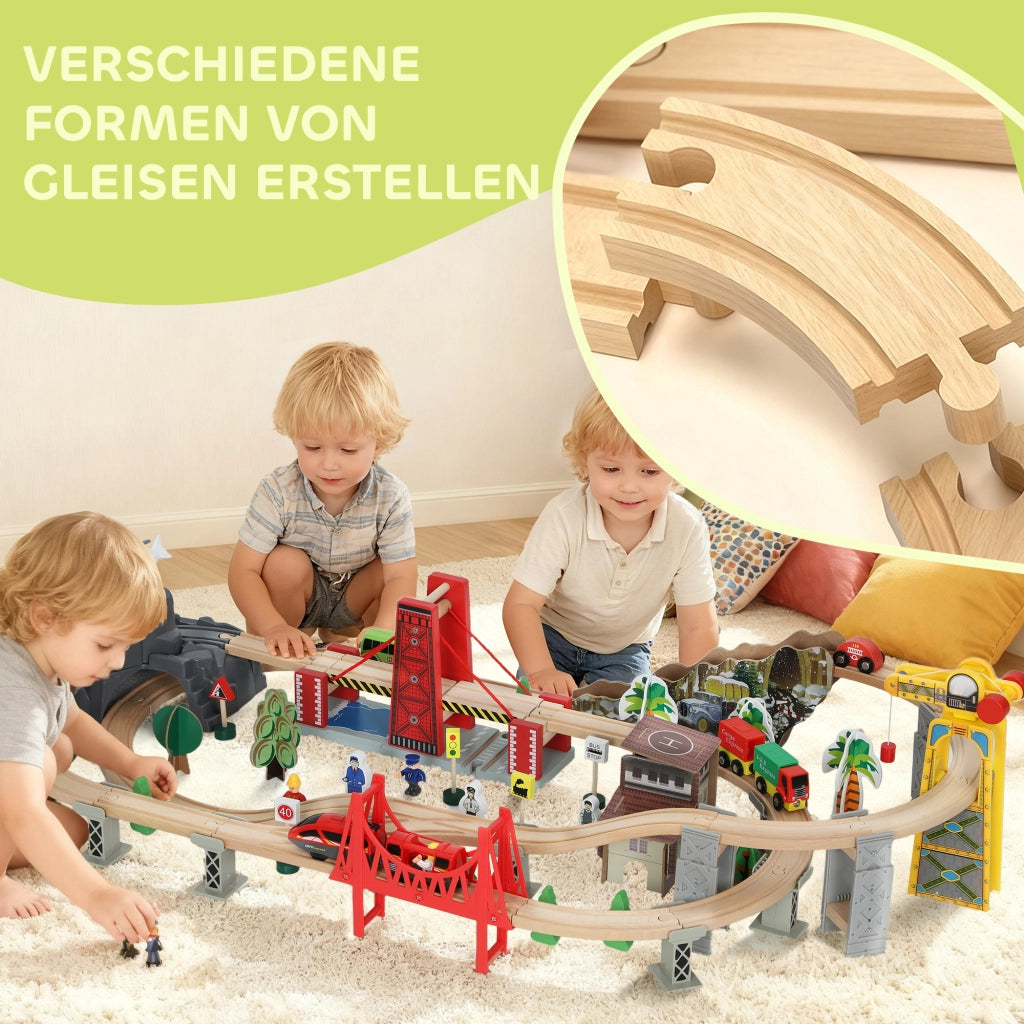 Treno Giocattolo in Legno ¨C zephmum ¨C Naturale 100 Pezzi