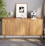 CREDENZA 140x38x75 cm in MDF naturale con 4 ante