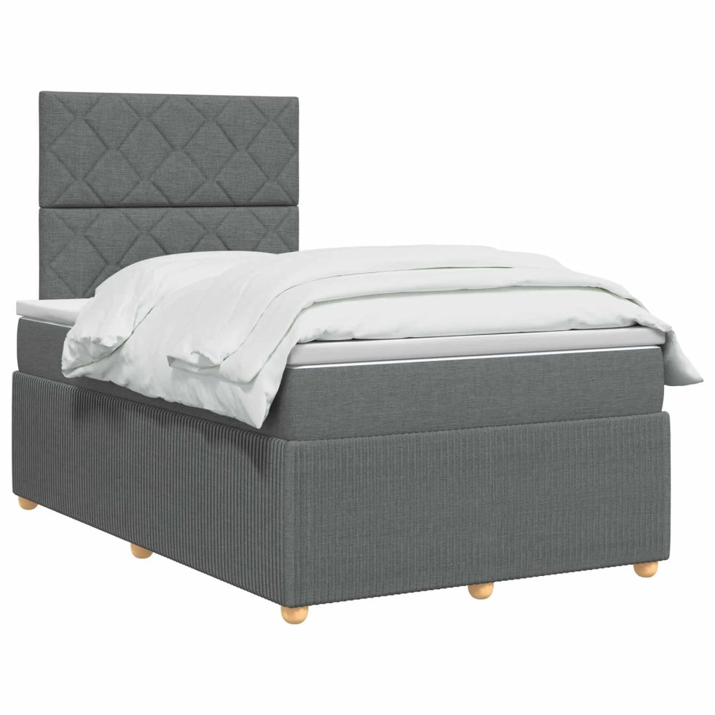 Letto Box Spring LED con Materasso Grigio Scuro 120 x 200 cm 3455840