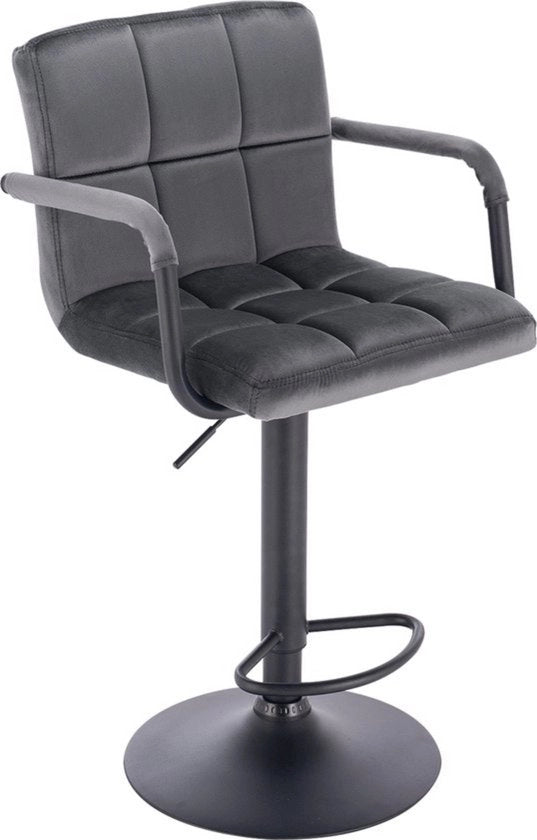 Set di 2 sedie con schienali e braccioli in velluto - altezza regolabile - comfort ergonomico - base metallica resistente - colore grigio