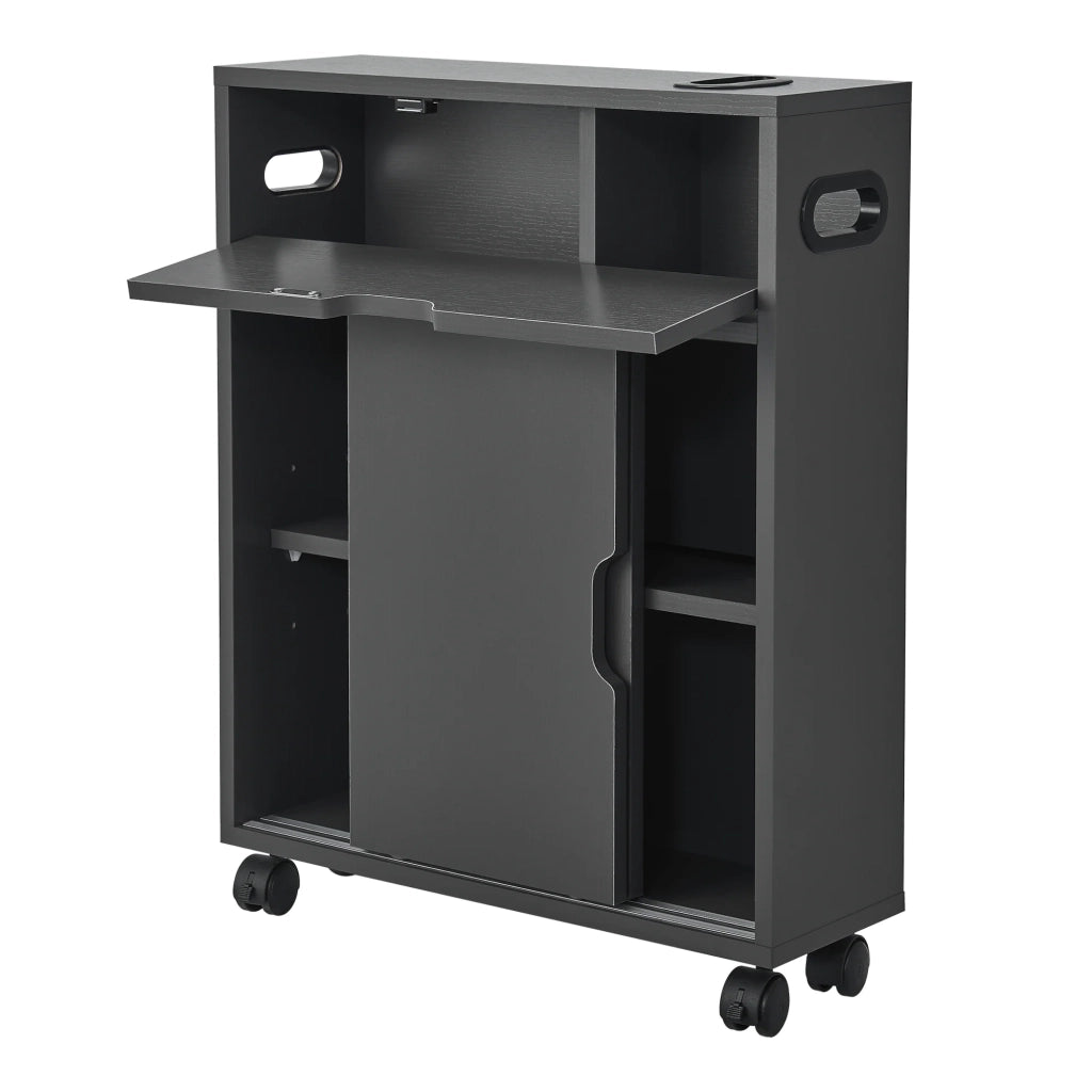 Mobile contenitore per bagno 67 x 52 x 17 cm con ante scorrevoli grigio scuro 03_0006852