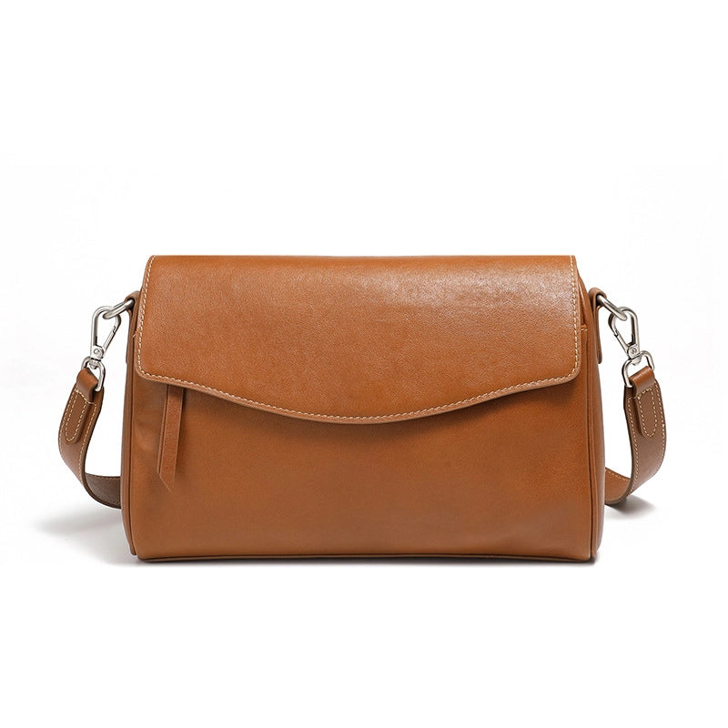 Borsa a tracolla da donna in vera pelle marrone