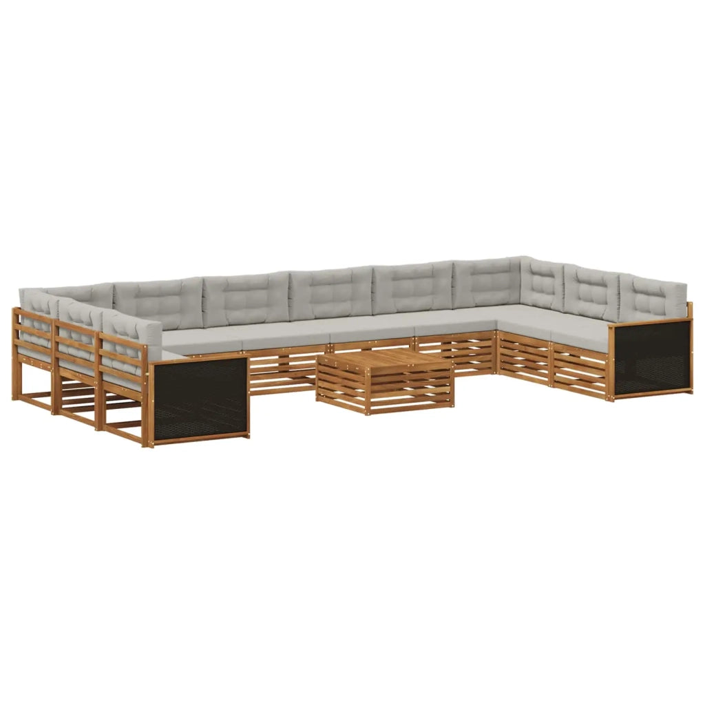 Set divani con cuscino 11 pcs Legno di Acacia Massello