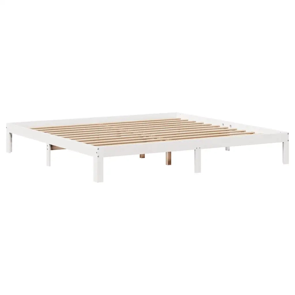 Giroletto con Cassetti Bianco 200x200 cm Legno Massello di Pino