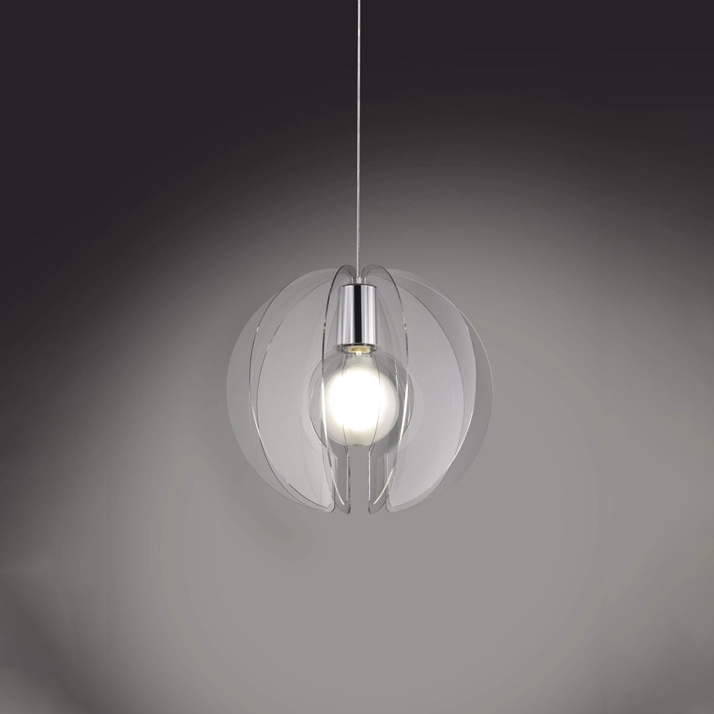 Sospensione Moderna Space Collection Polilux ® Trasparente E Metallo Cromo E27