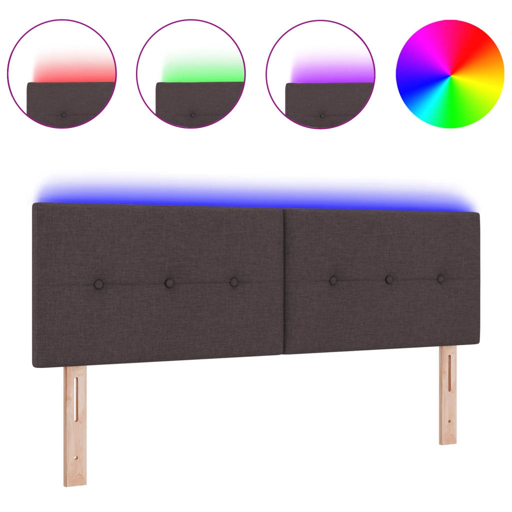 Testiera LED  con bottoni trapuntati marrone scuro 72 cm in tessuto