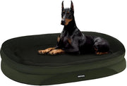 Letto per cani ortopedico, canile quadrifacciale con cuscino per collo, base antiscivolo, facile da rimuovere e lavabile, adatto a grandi cani, 122 x 90 x 19 cm, verde oliva
