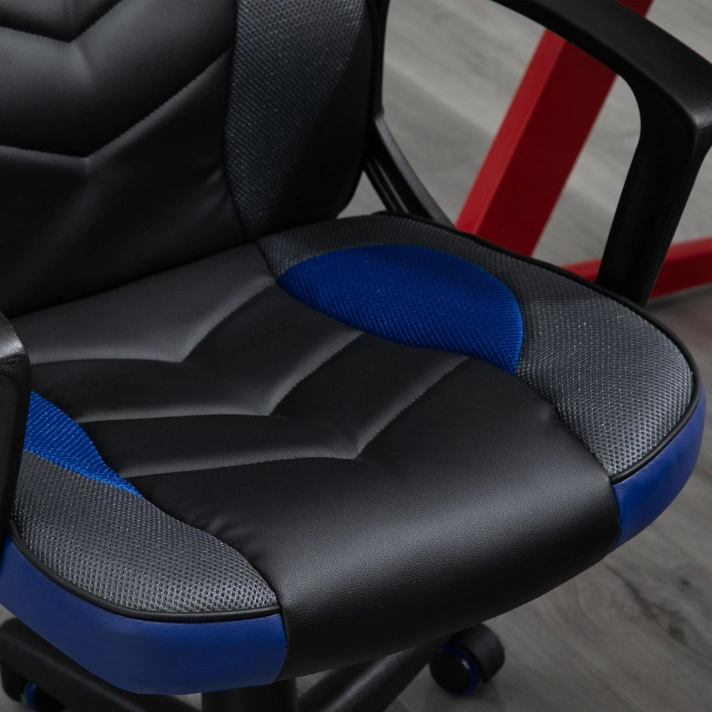 Sedia da Gaming Girevole Reclinabile in Similpelle  Nera e Blu