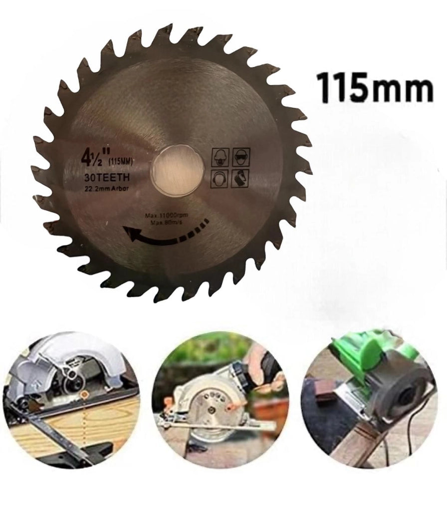 Disco per taglio legno 115mm per smerigliatrice 30 denti115 x 22.22mm ART.31581