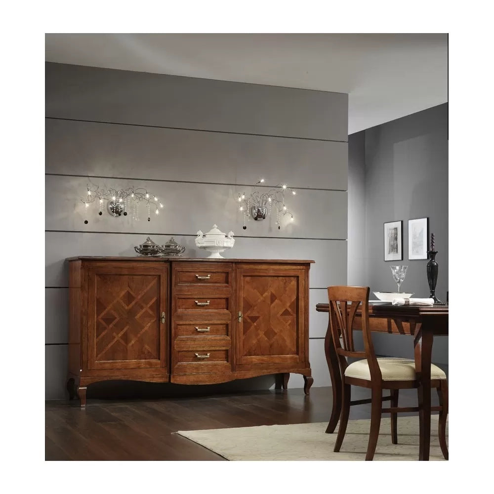 Credenza classica 2 porte 4 cassetti legno bassano 200x52x113 - Mobili 2G