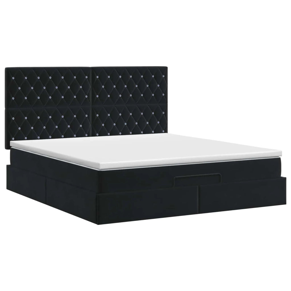 Letto ottomano con materasso Nero 140 x 190 cm Velluto 3457649
