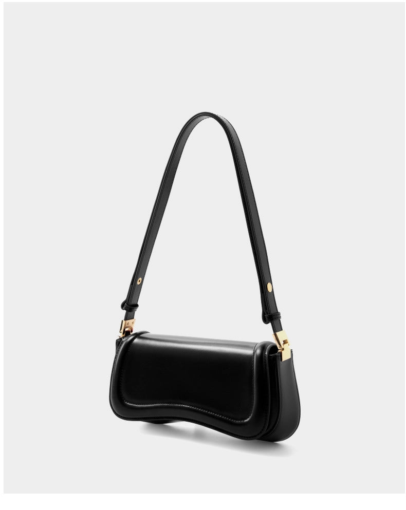 Borsa a tracolla da donna in vera pelle nera
