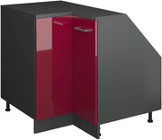 Mobile sottotetto Mobile angolare Rion, Rosso lucido, 75.6 x 81.6 cm con 1 porta, carcassa dell’armadio profondità 60 cm, adatto per il salvaspazio sotto tetti spioventi