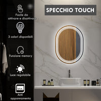 Specchio Bagno con LED 80x60 cm Antiappannamento e Interruttore Touch