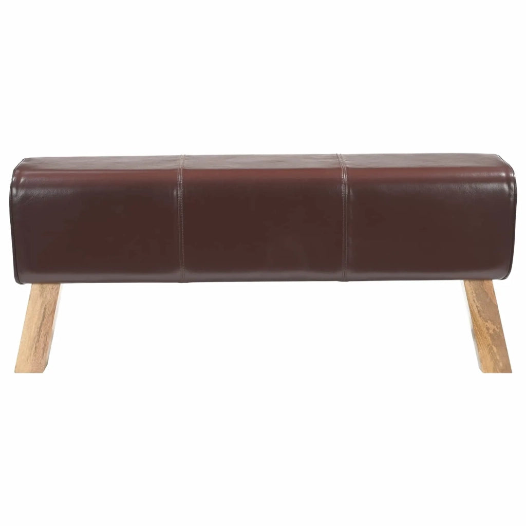panchina 110 x 30 x 45 cm Pelle Vera Marrone Scuro 42042112