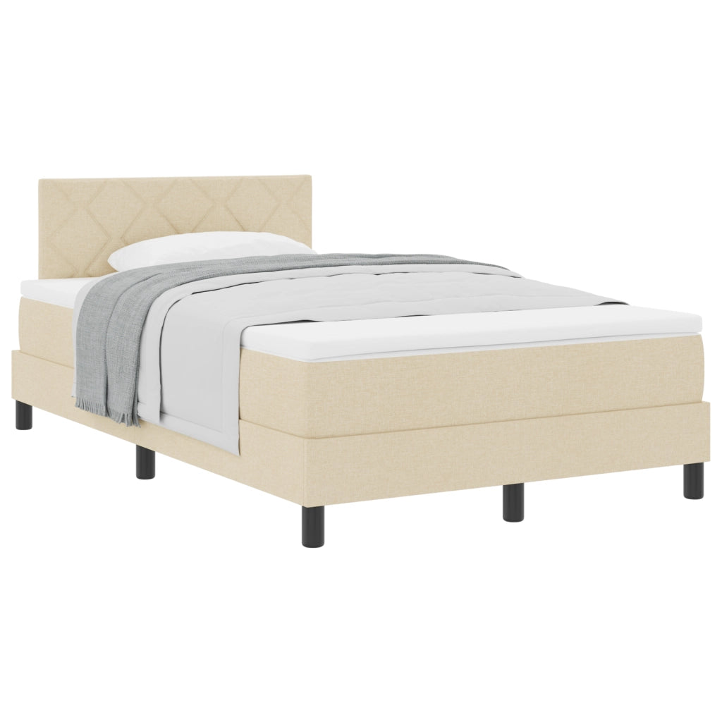 Letto a Box Spring con Materasso Crema 120x200 cm Tessuto