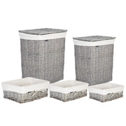 Cestino portaoggetti in bambù bianco con coperchio Cestino per biancheria Accessori pratici lavanderia bucato