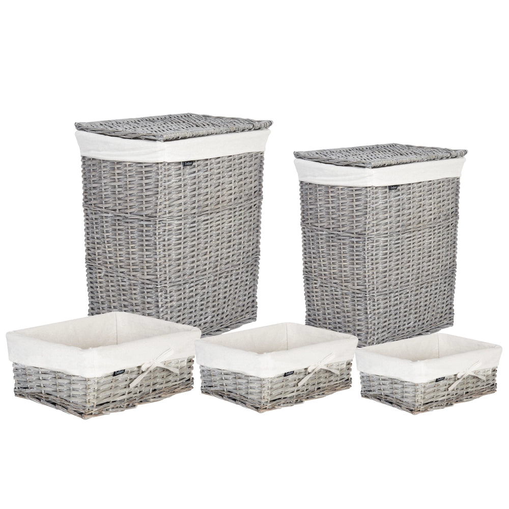 Cestino portaoggetti in bambù bianco con coperchio Cestino per biancheria Accessori pratici lavanderia bucato