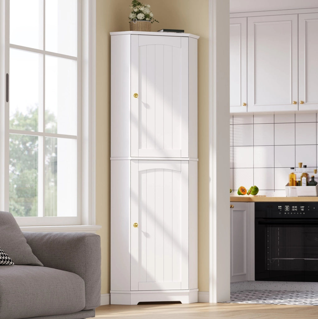Mobile angolare alto in MDF bianco 42x42x166 cm