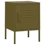 Comodini 2 pz-Set di 2 Tavolino da notte Verde Oliva 35x35x51 cm in Acciaio