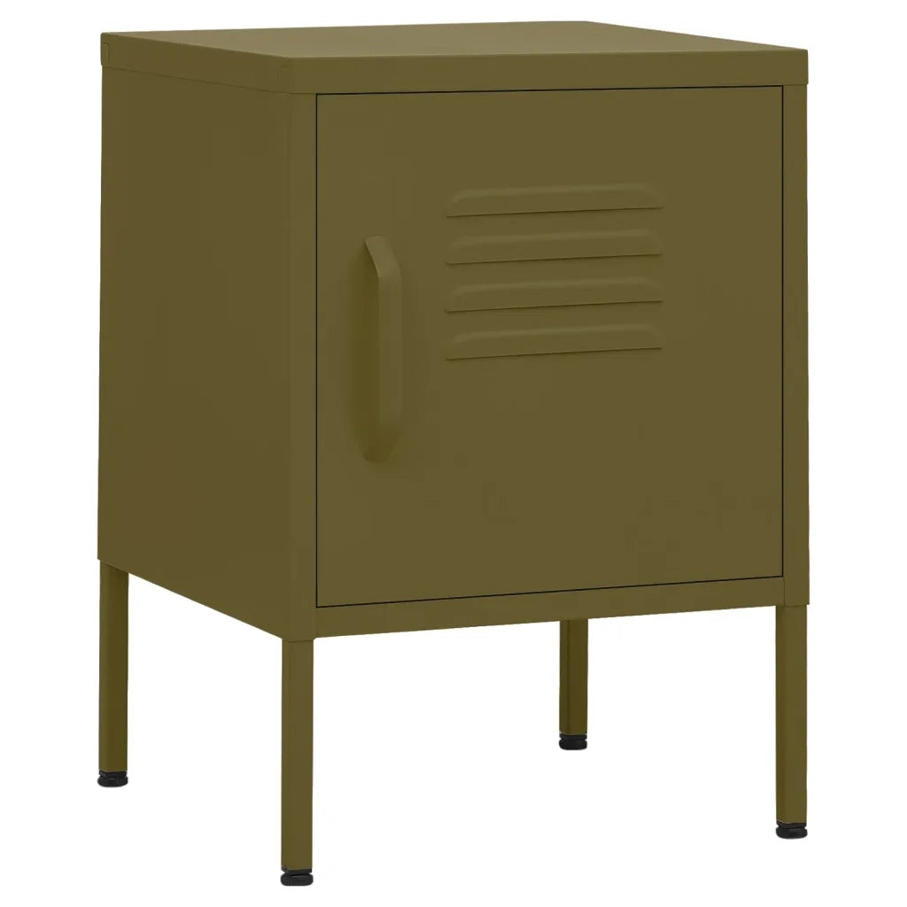 Comodini 2 pz-Set di 2 Tavolino da notte Verde Oliva 35x35x51 cm in Acciaio