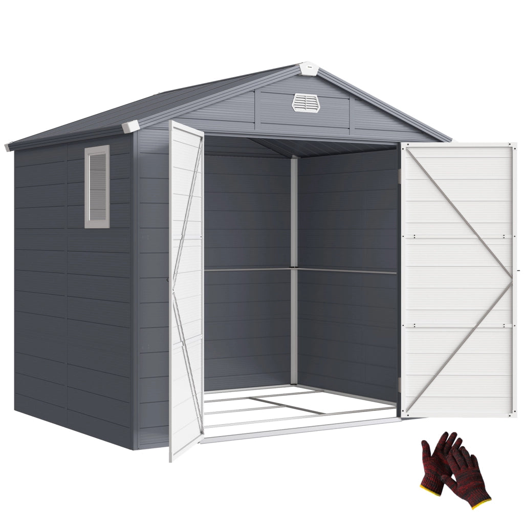 Casetta da giardino in plastica e metallo con finestra di ventilazione ¨C zephmum ¨C 240x190x180 grigio