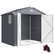 Casetta da giardino in plastica e metallo con finestra di ventilazione ¨C zephmum ¨C 240x190x180 grigio