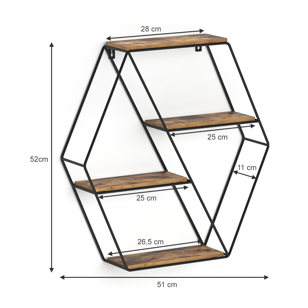 Vicco Libreria da parete Legno antico 51 x 52 cm Forma angolare