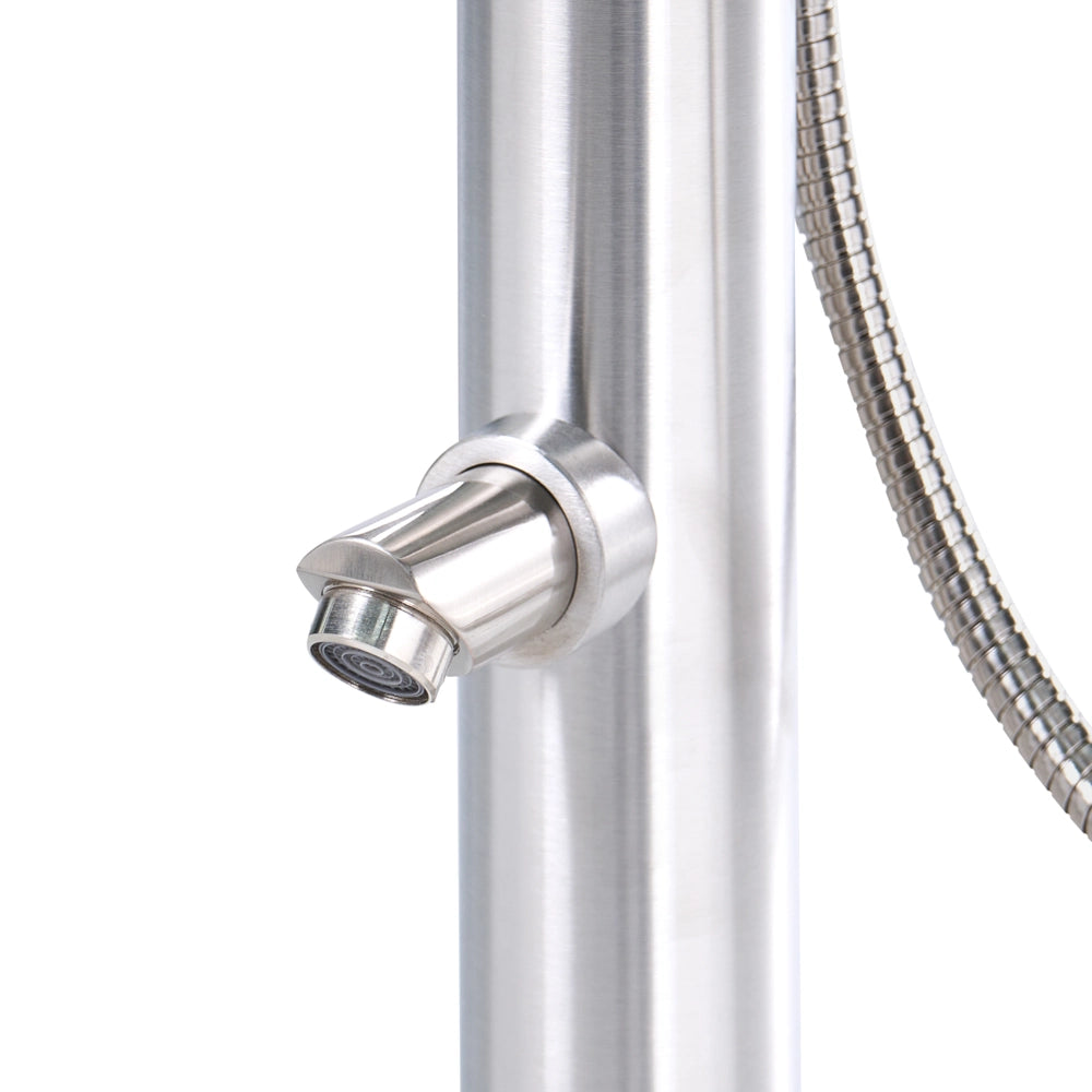 Set Doccia da Esterno con Miscelatore Argento in Acciaio Inox con Funzione Pioggia Giardino Moderno