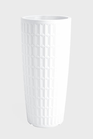 Cache-pot TYLE rotondo in resina altezza 85 cm arredo moderno giardino fioriera Colore: Bianco