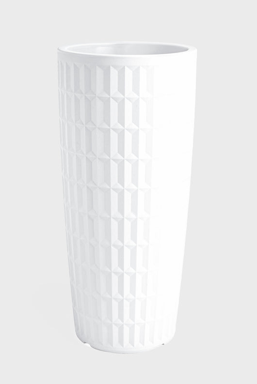 Cache-pot TYLE rotondo in resina altezza 85 cm arredo moderno giardino fioriera Colore: Bianco