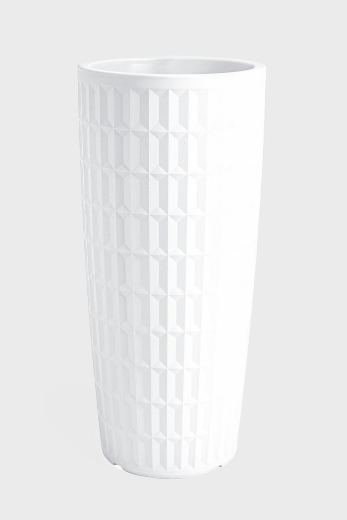 Cache-pot TYLE rotondo in resina altezza 85 cm arredo moderno giardino fioriera Colore: Bianco