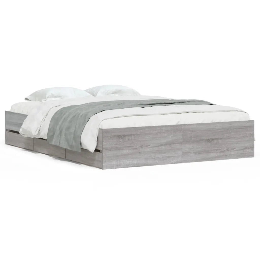 Giroletto Cassetti-Struttura Letto con contenitore Grigio Sonoma 140x200 cm Legno Multistrato 168708