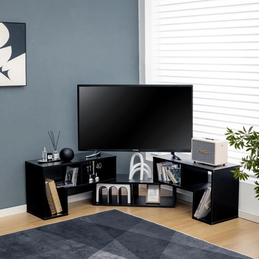 Set di mobili per TV da 3 pezzi, tavolo per TV da 50-65 pollici, multifunzionale stand a terra con 6 scomparti, combinabile liberamente a seconda dello spazio, per soggiorno e camera da letto