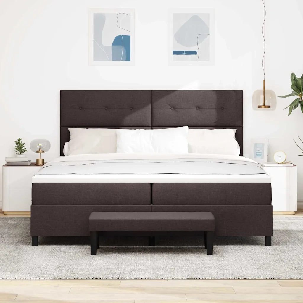 Letto a molle con testiera Marrone Scuro 200 x 200 cm Tessuto 3344096